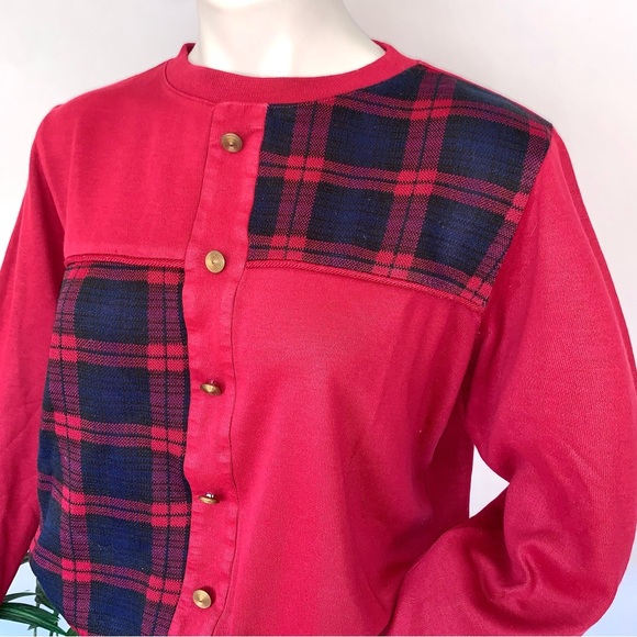 v i n t a g e :: Slouchy Plaid Grunge Granny Knit Sweater - Picture 2 of 10